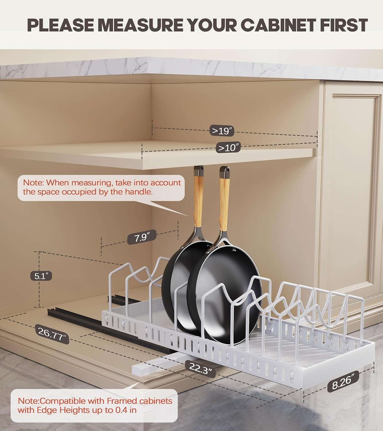 Pull-Down Pot Lid Organizer with Adjustable Dividers - Image 2
