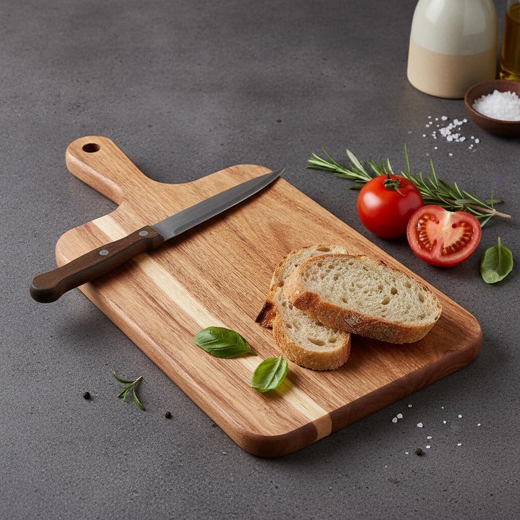 Acacia Wood Cutting Board with Handle - Image 2