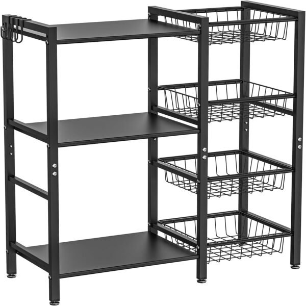 Three-Tier Kitchen Storage Rack with Mesh Baskets