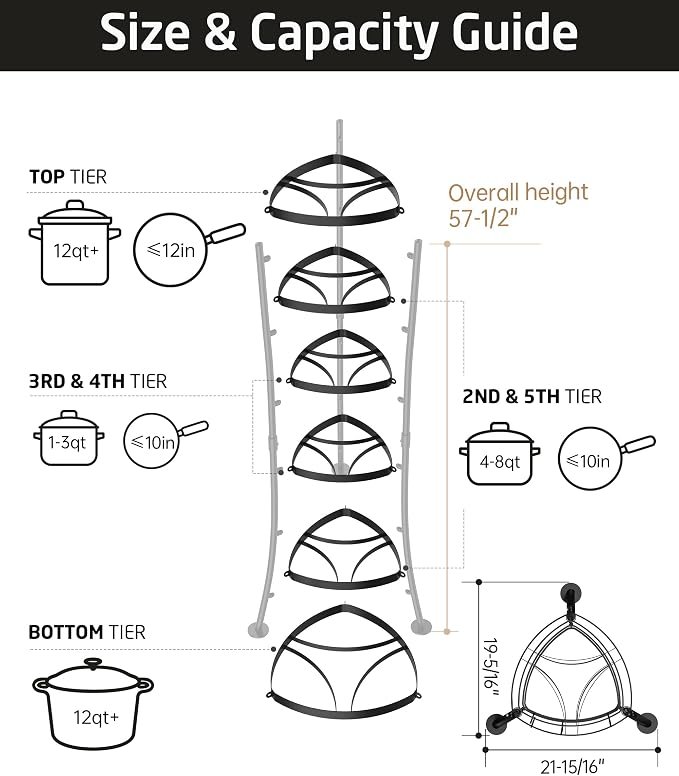 Six-Tier Freestanding Cast Iron Pot Rack - Image 2