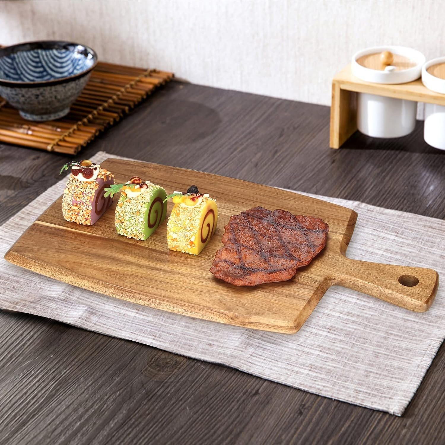 Acacia Wood Cutting Board with Handle