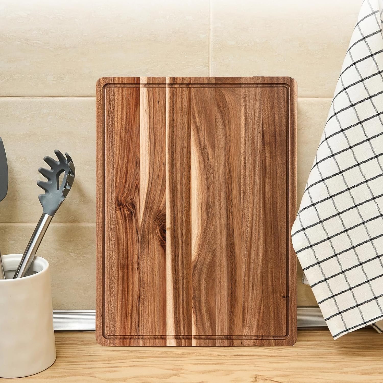 Large Acacia Wood Cutting Board with Juice Groove - Image 2