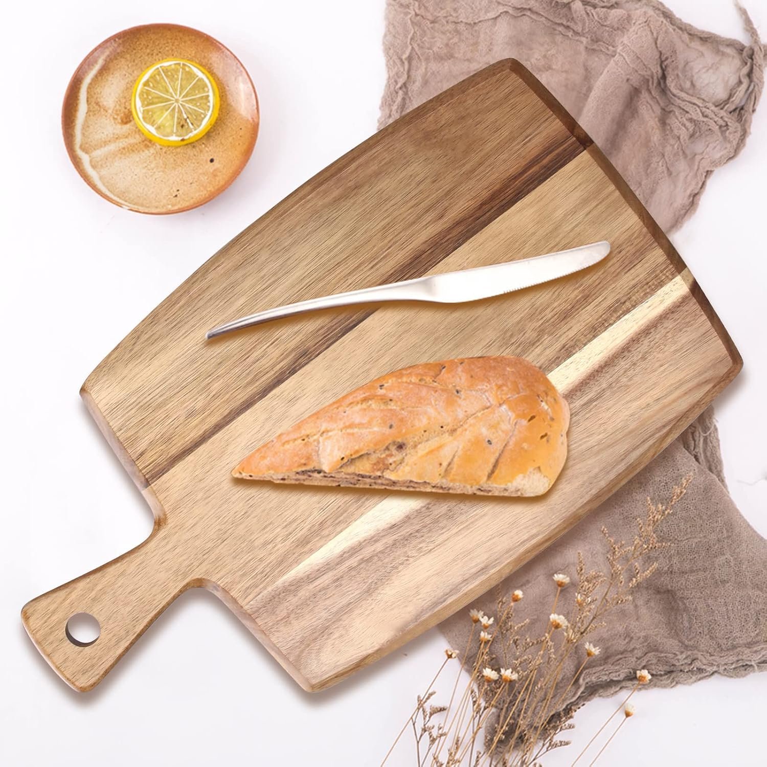 Acacia Wood Cutting Board with Handle - Image 2
