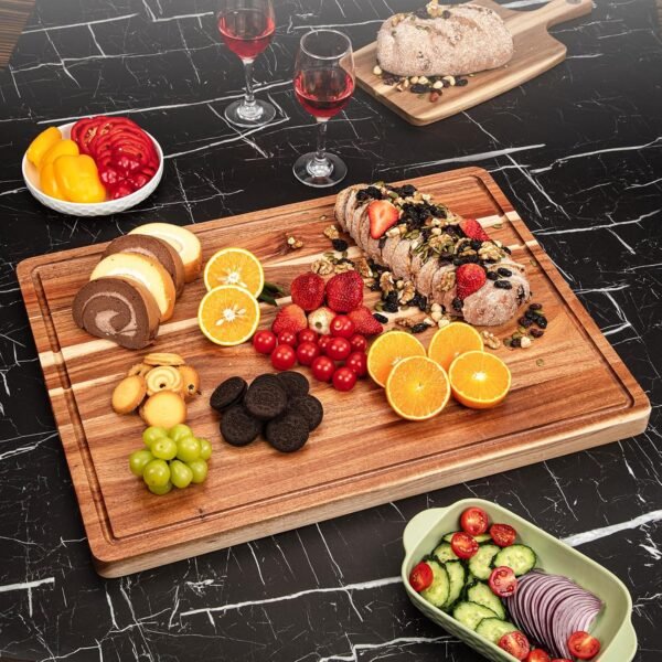 Large Acacia Wood Cutting Board with Juice Groove