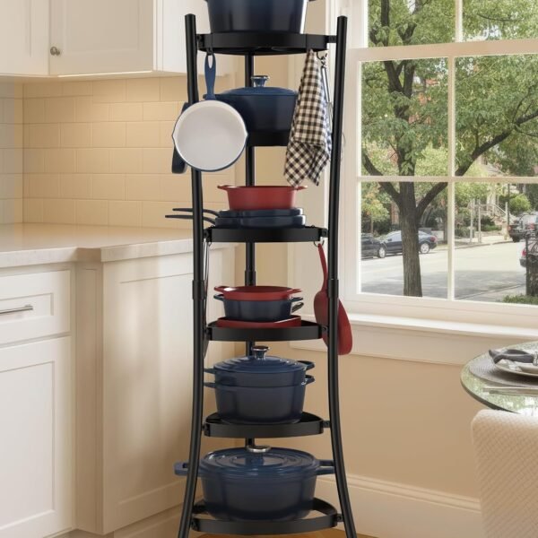 Six-Tier Freestanding Cast Iron Pot Rack
