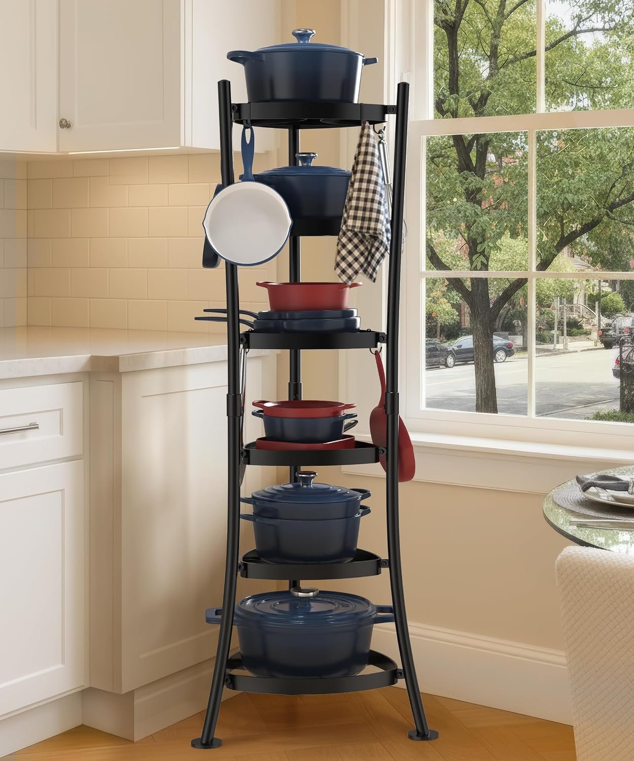 Six-Tier Freestanding Cast Iron Pot Rack