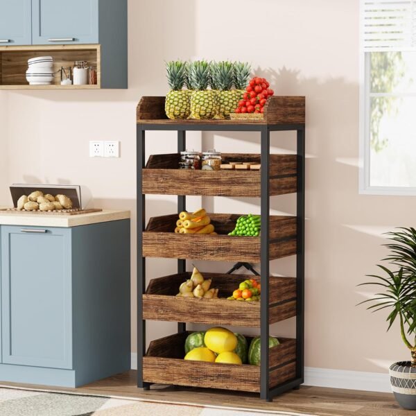 Wooden Pull-Out Snack and Vegetable Storage Rack